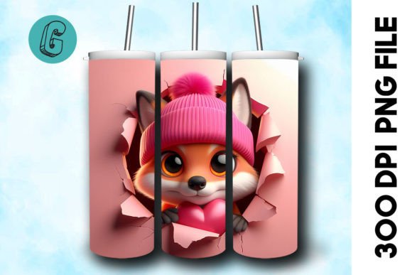 3D Fox Valentine Tumbler Wrap: A High-Quality Digital Download