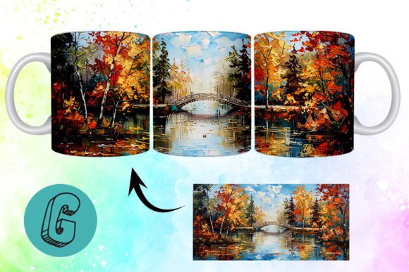 3D Oil Paint Autumn Park Mug Wrap 14