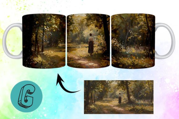 3D Oil Paint Forest Garden Mug Wrap 05: Digital Download