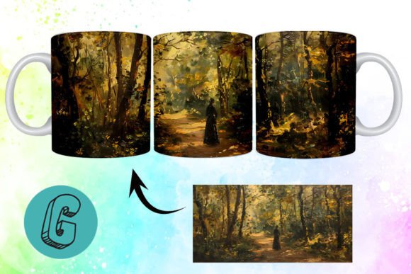 3D Oil Paint Forest Garden Mug Wrap 13: A Designer's Delight