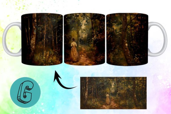 3D Oil Paint Forest Garden Mug Wrap 16: A Creative Download