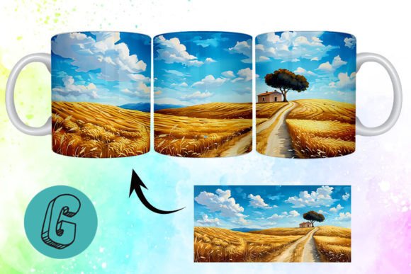 3D Oil Paint Landscape Mug Wrap 03