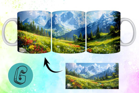 3D Oil Paint Mountain Mug Wrap: Elevate Your DIY Creations