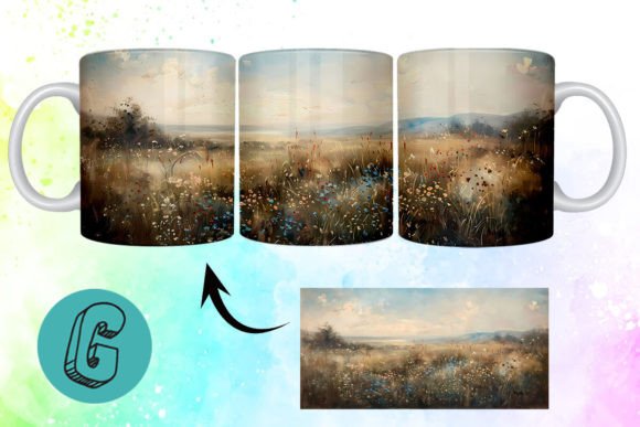 3D Oil Paint Wildflowers Mug Wrap 02: A Creative Digital Asset