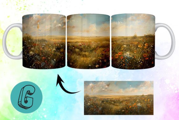 3D Oil Paint Wildflowers Mug Wrap 03