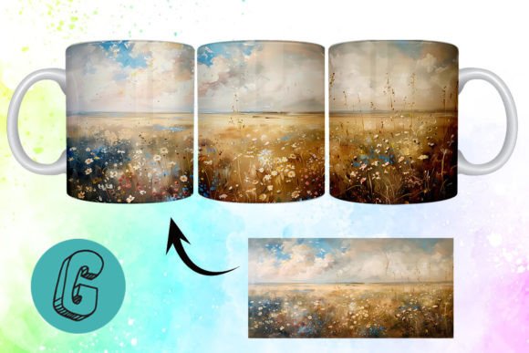 3D Oil Paint Wildflowers Mug Wrap 07