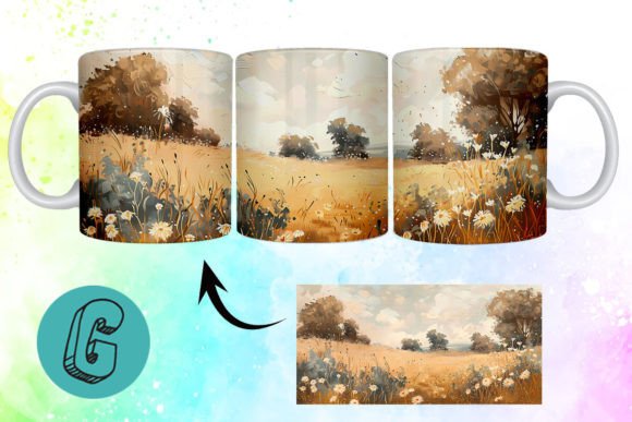 3D Oil Paint Wildflowers Mug Wrap 17 for DIY Projects