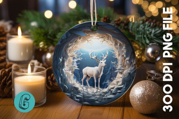 3D Reindeer Break Through Ornament: Festive Design Asset