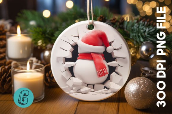 3D Snowman Break Wall Ornament PNG (45) for Creative Projects