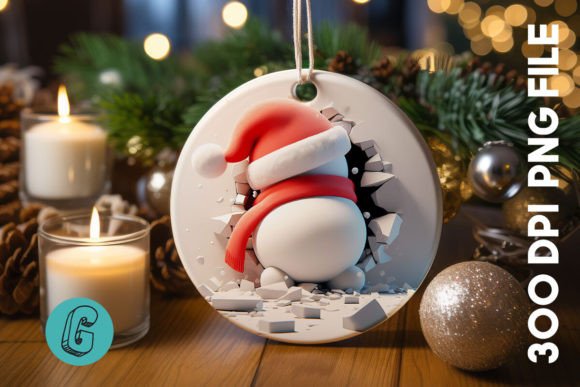 3D Snowman Break Wall Ornament PNG (49) for Creative Projects