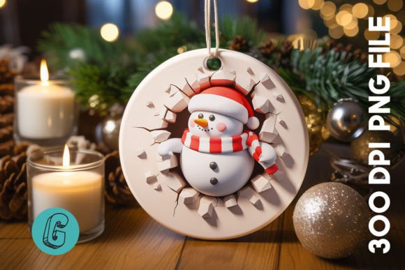 3D Snowman Break Wall Ornament PNG (58)