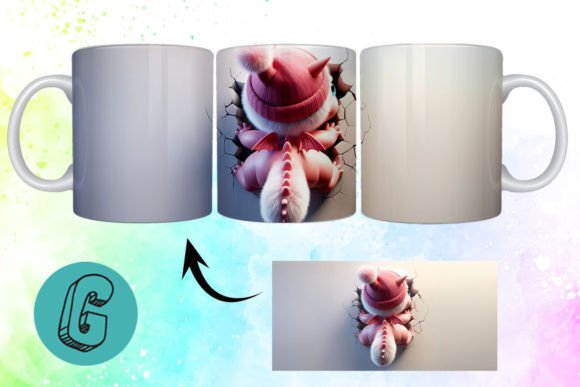 3D Valentine Dragon Mug Wrap: Creative Digital Asset