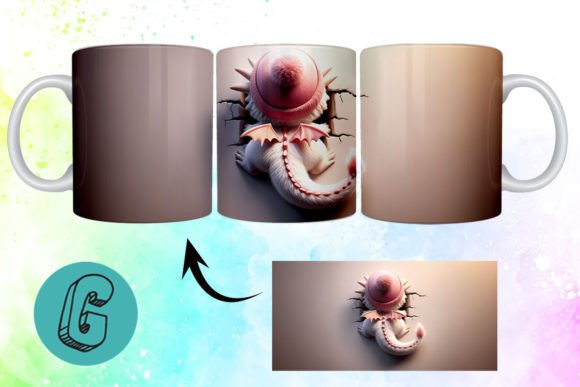 3D Valentine Dragon Mug Wrap for Creative Projects