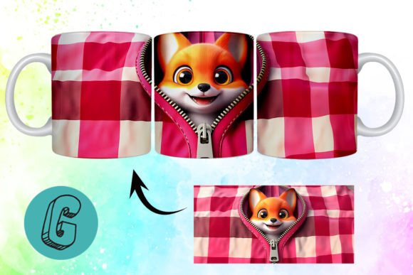 Charming Valentine Cute Fox 3D Mug Wrap for DIY Projects