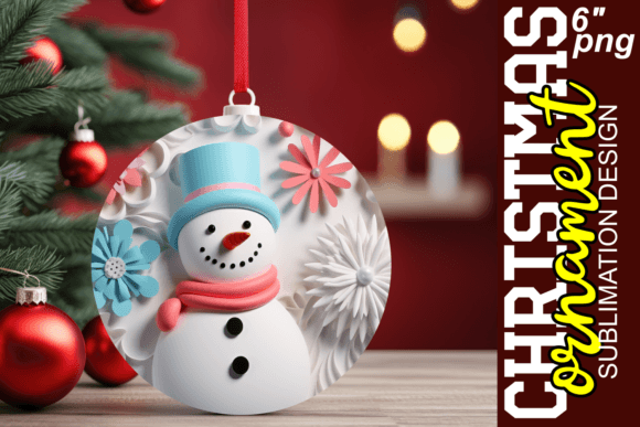 Frosty 3D Snowman Circle Decor: A Winter Design Asset