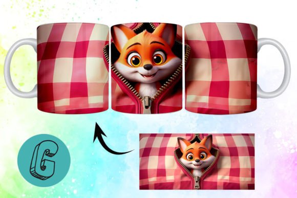 Valentine Cute Fox 3D Mug Wrap: A Charming Design Asset