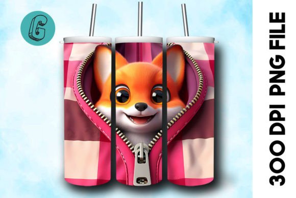 Valentine Cute Fox 3D Tumbler Wrap (30) for Creative Projects