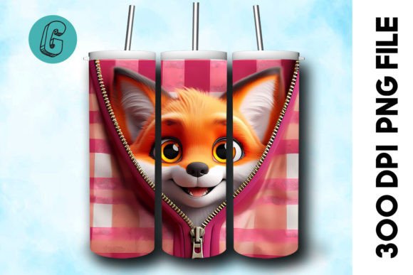 Valentine Cute Fox 3D Tumbler Wrap: A Charming Design Asset
