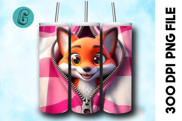 Valentine Cute Fox 3D Tumbler Wrap: Adorable Design