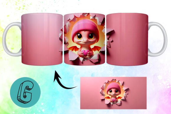 Valentine Dragon 3D Mug Wrap: A Creative Design Asset