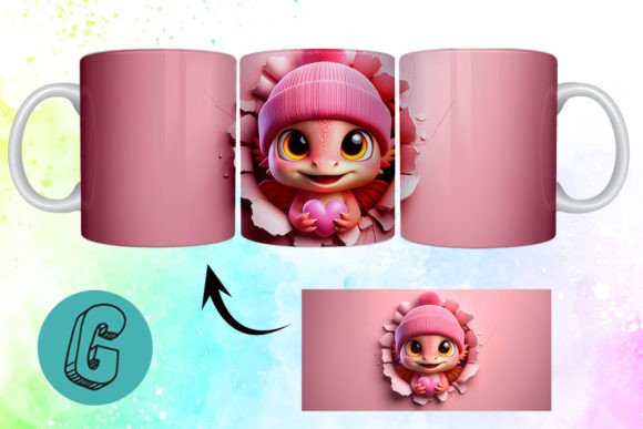 Valentine Dragon 3D Mug Wrap: A Premium Design Asset