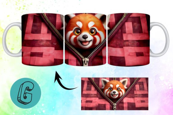Valentine Red Panda 3D Mug Wrap (01) for Creative Projects
