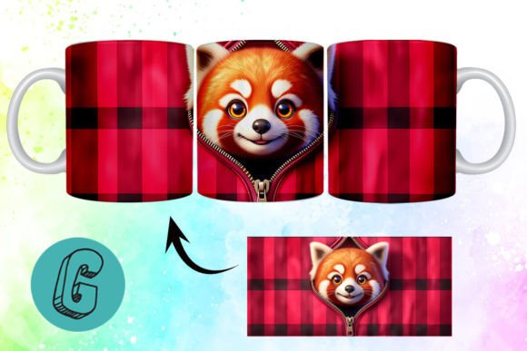 Valentine Red Panda 3D Mug Wrap (19): A Charming Digital Asset