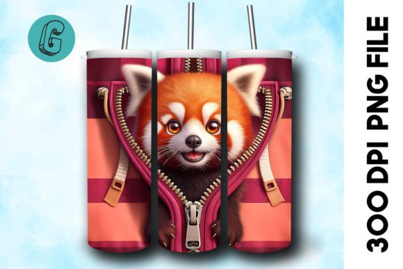 Valentine Red Panda 3D Tumbler Wrap for Creative DIY